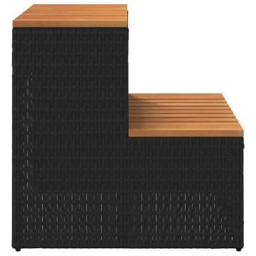 Black Hot Tub Step - Poly Rattan & Acacia - Safe Entry