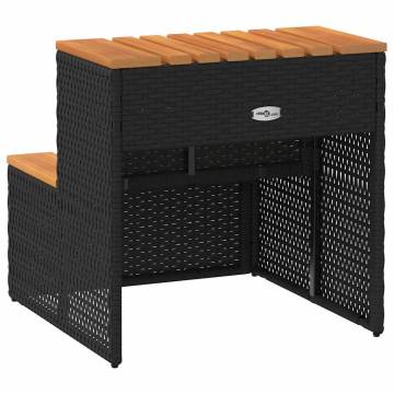 Black Hot Tub Step - Poly Rattan & Acacia - Safe Entry