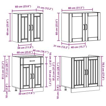 4 Piece Kalmar Kitchen Cabinet Set - Sonoma Oak | HipoMarket