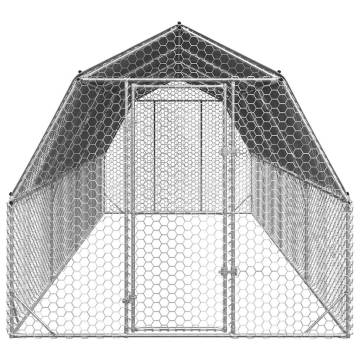 Durable Chicken Run with Roof - Galvanised Steel 2.5x8x2.25m