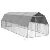 Durable Chicken Run with Roof - Galvanised Steel 2.5x8x2.25m