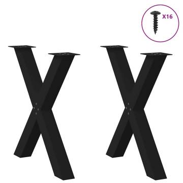 X-Shaped Dining Table Legs - Black Steel, 80x(72-73) cm - 2 pcs