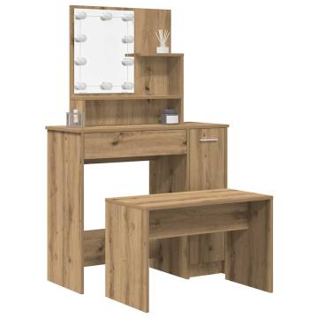 Dressing Table Set with LED in Artisan Oak | Hipomarket