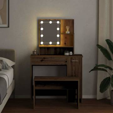 Dressing Table Set with LED in Artisan Oak | Hipomarket