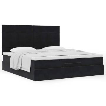 Ottoman Bed with Mattresses Black 160x200cm Velvet | HipoMarket