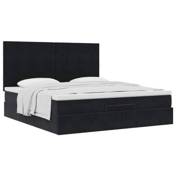 Ottoman Bed with Mattresses Black 160x200cm Velvet | HipoMarket