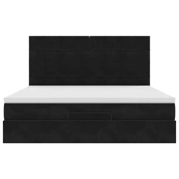 Ottoman Bed with Mattresses Black 160x200cm Velvet | HipoMarket