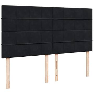 Ottoman Bed with Mattresses Black 160x200cm Velvet | HipoMarket