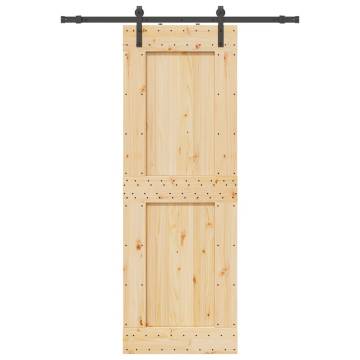 Sliding Door with Hardware Set - Solid Pine Wood 80x210cm