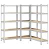 3 Piece 5-Layer Shelves Set - Silver Steel & Engineered Wood