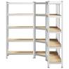 3 Piece 5-Layer Shelves Set - Silver Steel & Engineered Wood