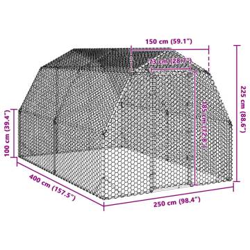 Chicken Run 2.5x4 Galvanised Steel | Durable Chicken Coop