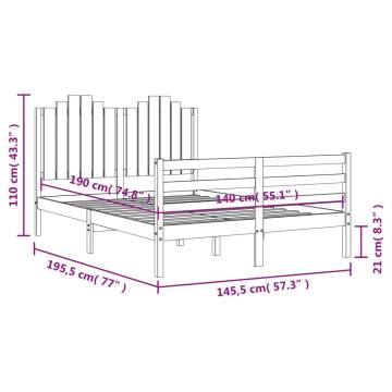 White Bed Frame 140x190 cm - Solid Wood | HipoMarket