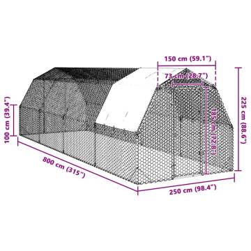 Chicken Run with Roof 2.5x8m - Durable Galvanised Steel