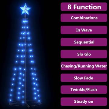 Christmas Cone Tree Blue 70 LEDs Decoration 50x120 cm