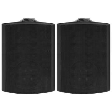 Wall-Mounted Stereo Speakers - Black Indoor/Outdoor, 120W