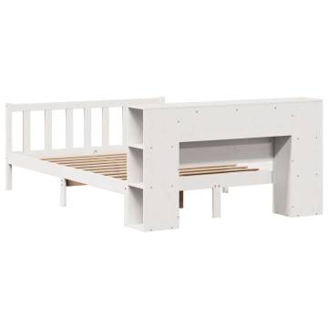 Bookcase Bed - White Solid Pine Double 135x190 cm | Hipomarket