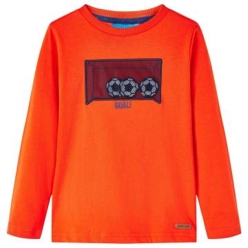 Bright Orange Kids' T-Shirt with Long Sleeves - Size 140