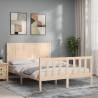  Bed Frame without Mattress Double Solid Wood Pine Colour natural Size 135 x 190 cm 