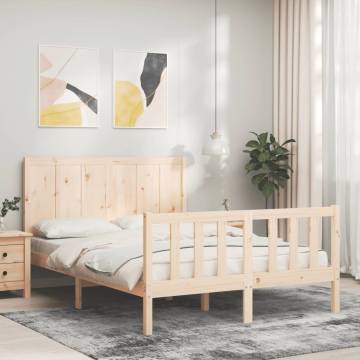 Double Solid Pine Bed Frame Without Mattress - Hipomarket