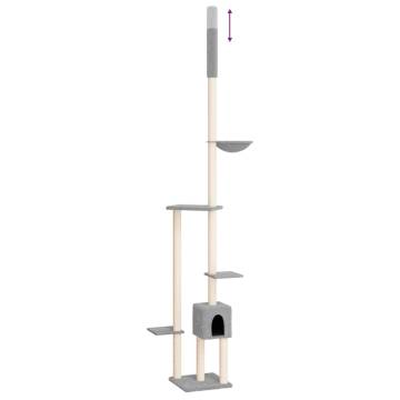 Light Grey Floor to Ceiling Cat Tree | 258.5-284.5 cm