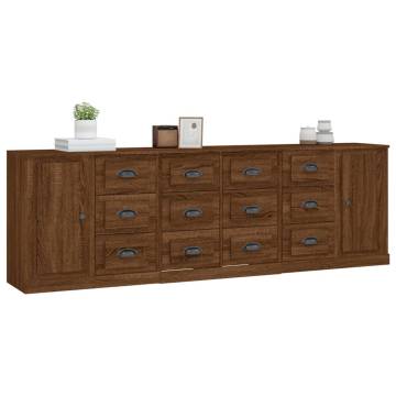 Elegant 3-Piece Brown Oak Sideboards - Durable & Stylish