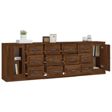 Elegant 3-Piece Brown Oak Sideboards - Durable & Stylish