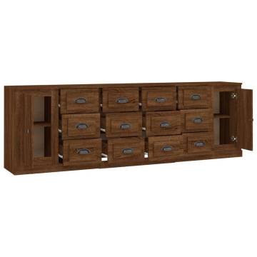 Elegant 3-Piece Brown Oak Sideboards - Durable & Stylish