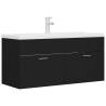 Stylish Black Sink Cabinet with Built-in Basin | HipoMarket