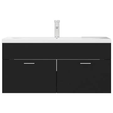 Stylish Black Sink Cabinet with Built-in Basin | HipoMarket