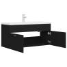 Stylish Black Sink Cabinet with Built-in Basin | HipoMarket