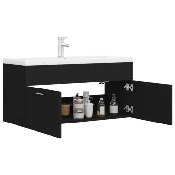 Stylish Black Sink Cabinet with Built-in Basin | HipoMarket