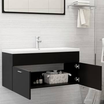 Stylish Black Sink Cabinet with Built-in Basin | HipoMarket