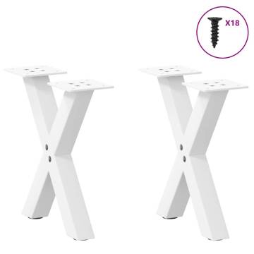 X-Shaped Coffee Table Legs (White) - 40x(30-31) cm Steel