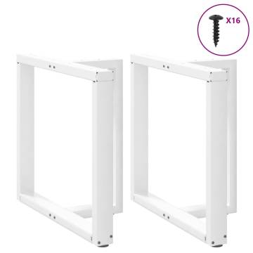 T-Shaped Dining Table Legs - 2 pcs White Steel 80x35 cm