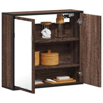 Brown Oak Bathroom Mirror Cabinet - 65x20x60 cm