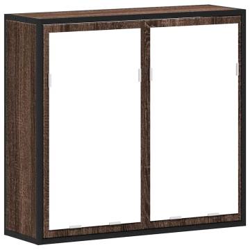 Brown Oak Bathroom Mirror Cabinet - 65x20x60 cm