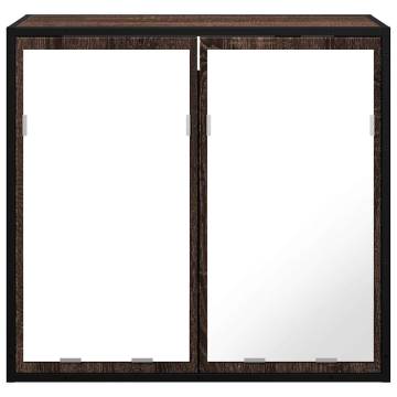 Brown Oak Bathroom Mirror Cabinet - 65x20x60 cm