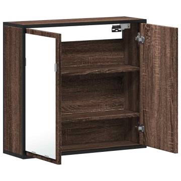 Brown Oak Bathroom Mirror Cabinet - 65x20x60 cm