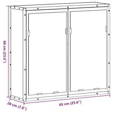 Brown Oak Bathroom Mirror Cabinet - 65x20x60 cm