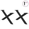 X-Shaped Coffee Table Legs - 2 pcs Black Steel 70x(30-31) cm