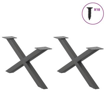 X-Shaped Coffee Table Legs 2 pcs Anthracite - Durable Steel