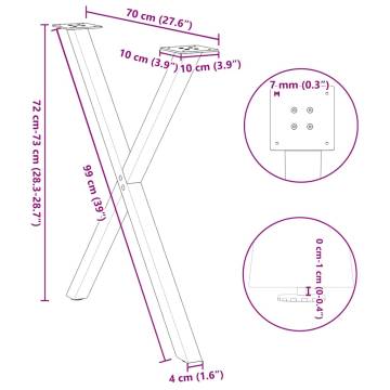 X-Shaped Dining Table Legs - 2 pcs White Steel | HipoMarket