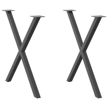 X-Shaped Dining Table Legs 2 pcs Anthracite Steel - 80x(72-73) cm