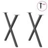 X-Shaped Dining Table Legs 2 pcs Anthracite Steel - 80x(72-73) cm