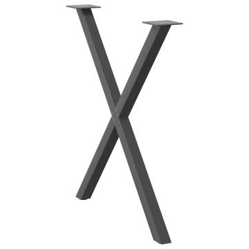 X-Shaped Dining Table Legs 2 pcs Anthracite Steel - 80x(72-73) cm