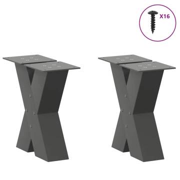 X-Shaped Coffee Table Legs - Anthracite Steel (2 pcs) | HipoMarket