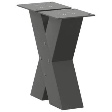 X-Shaped Coffee Table Legs - Anthracite Steel (2 pcs) | HipoMarket