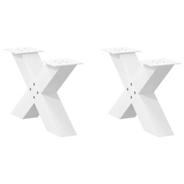 X-Shaped Coffee Table Legs - White Steel 60x(30-31) cm - 2 pcs