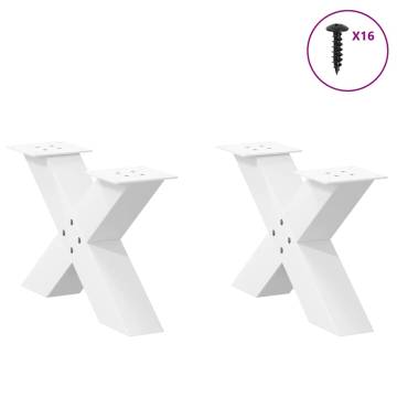 X-Shaped Coffee Table Legs - White Steel 60x(30-31) cm - 2 pcs